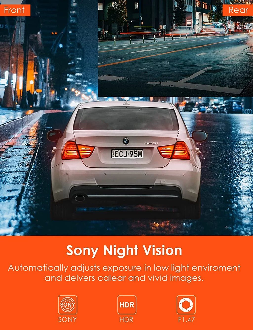 Vantrue Dual Front and Rear 1080P Dash Cam, Single Front 4K Car Camera, Hidden Design, Built in GPS, 24/7 Parking Mode, Low Bitrate Recording, HDR, Night Vision, Supercapacitor, G-Sensor (S1W)