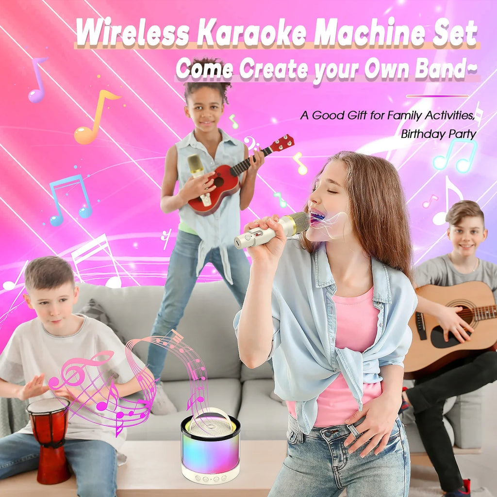 Mini Karaoke Machine Microphone Kids Adults, Portable Bluetooth Speaker with 2 Microphones, Toys Gifts 3 4 5 6 7 8+ Year Old Girls Boys Adults