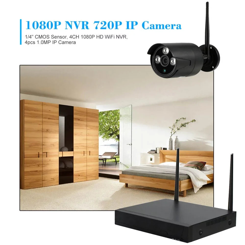 Dadypet 4CH 1080P WiFi NVR Kit with 4pcs Wireless IP Camera CCTV System