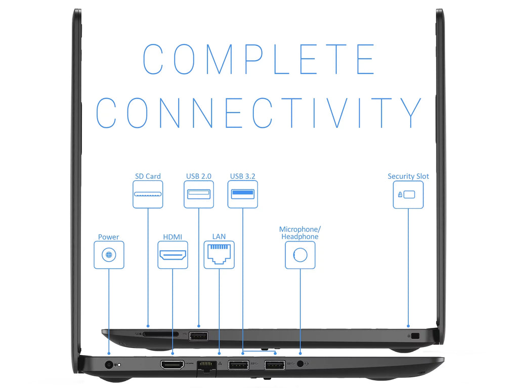 Dell Inspiron 3493 Laptop, 14" FHD Display, Intel Core i5-1035G4 Upto 3.7GHz, 16GB RAM, 1TB NVMe SSD, HDMI, Card Reader, Wi-Fi, Bluetooth, Windows 10 Pro