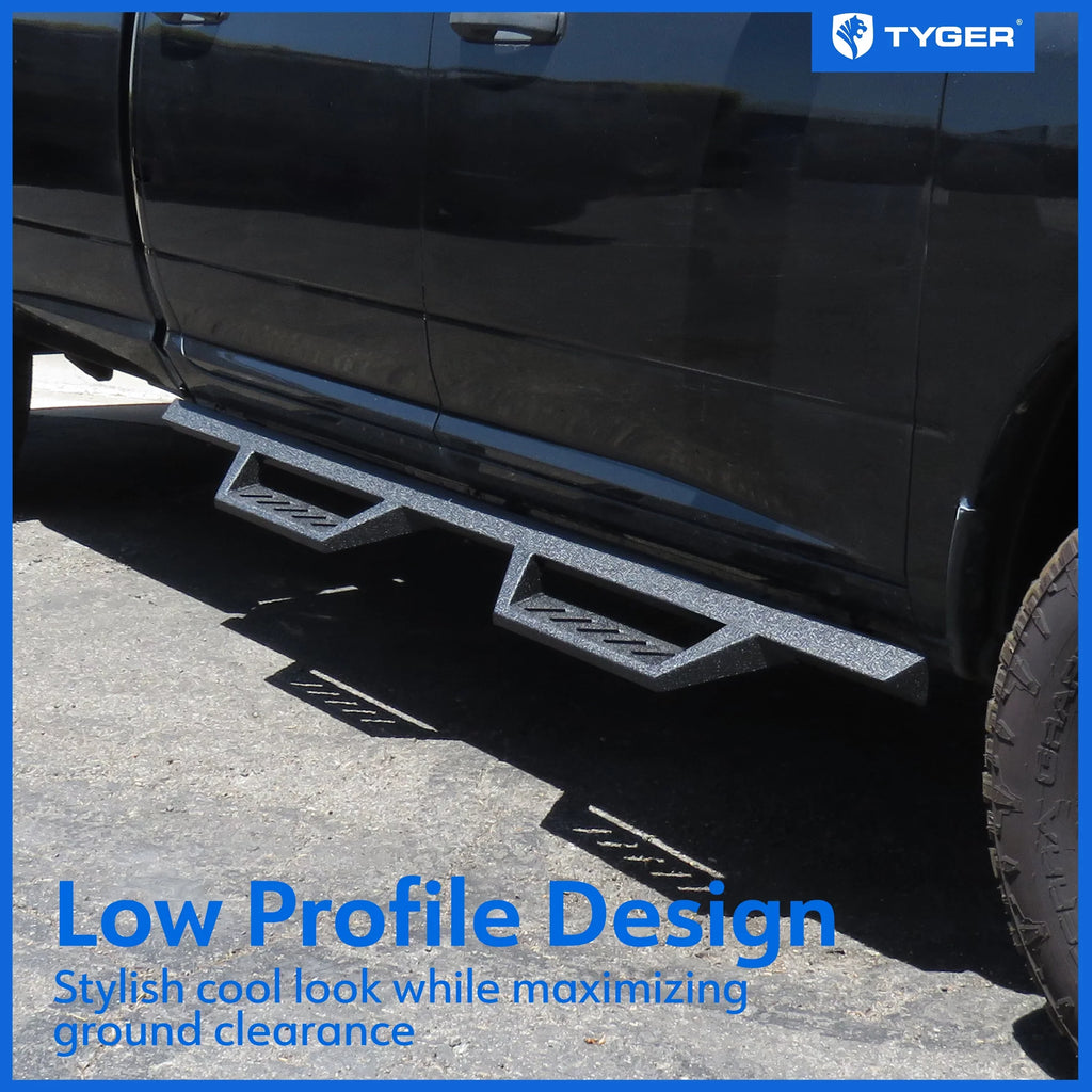 Tyger Auto LanderX Running Board with 2009-2018 Dodge Ram 1500; 2010-2024 2500 3500; 2019-2024 Classic | Crew Cab | TG-LX3D82348 | Drop Step Side Step Rail Nerf Bars