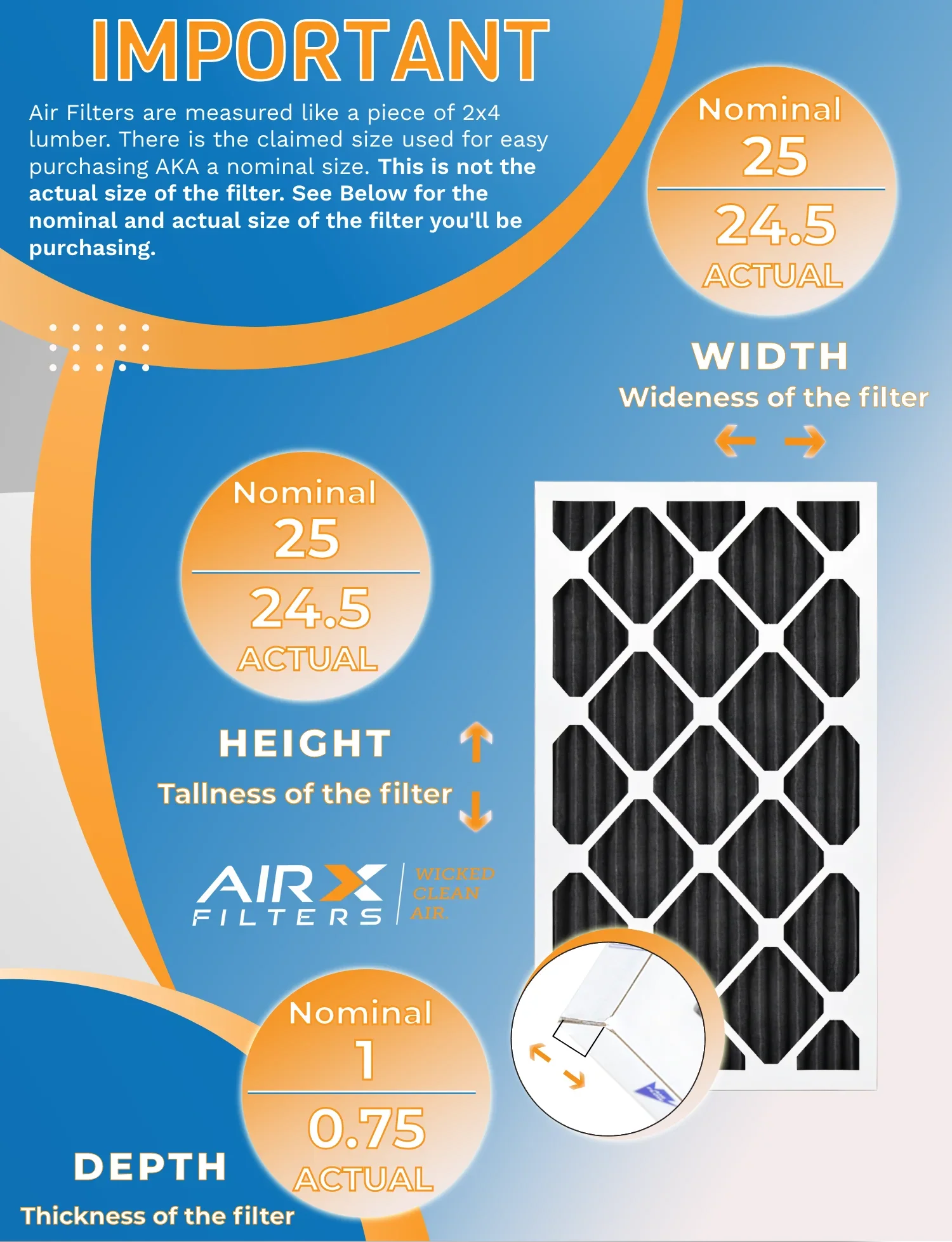 25x25x1 Air Filter MERV 8 Rating, 12 Pack of Furnace Filters Comparable to MPR 700, FPR 5, Pet Odor Retention Filters - Made in USA by AIRX FILTERS WICKED CLEAN AIR.