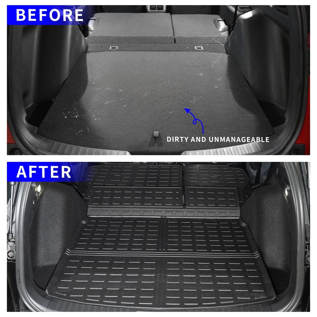 Cargo Mat with 2023 2024 Honda CRV Hybrid Cargo Liner Trunk Mat Back Seat Protection Protector Honda CR-V Accessories (Fit Upper Deck, Trunk Mat+Backrest Mats)