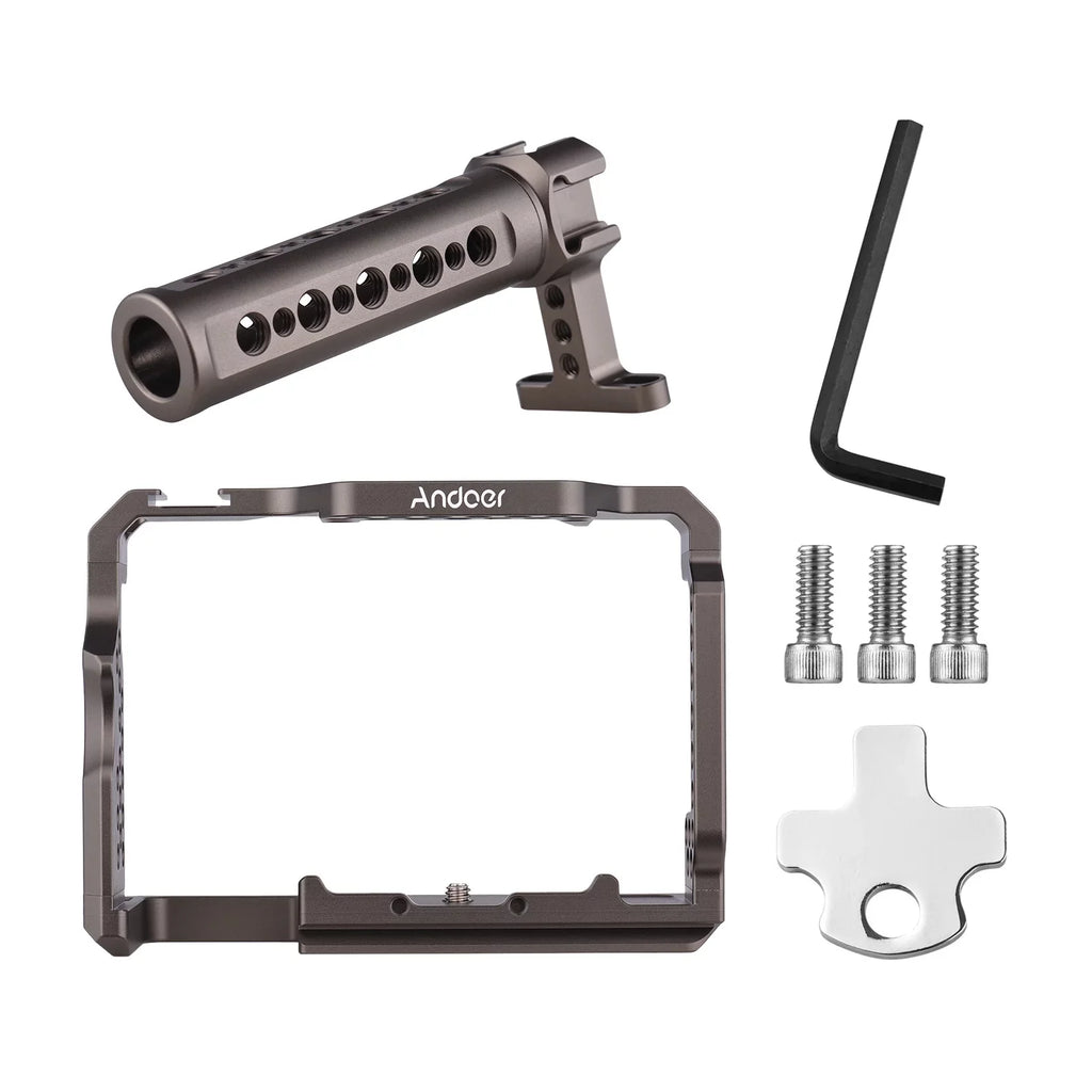 Andoer Aluminum Alloy Camera Cage Kit with Video Rig Handle Grip Replacement Sony A7R III/ A7 II/ A7III