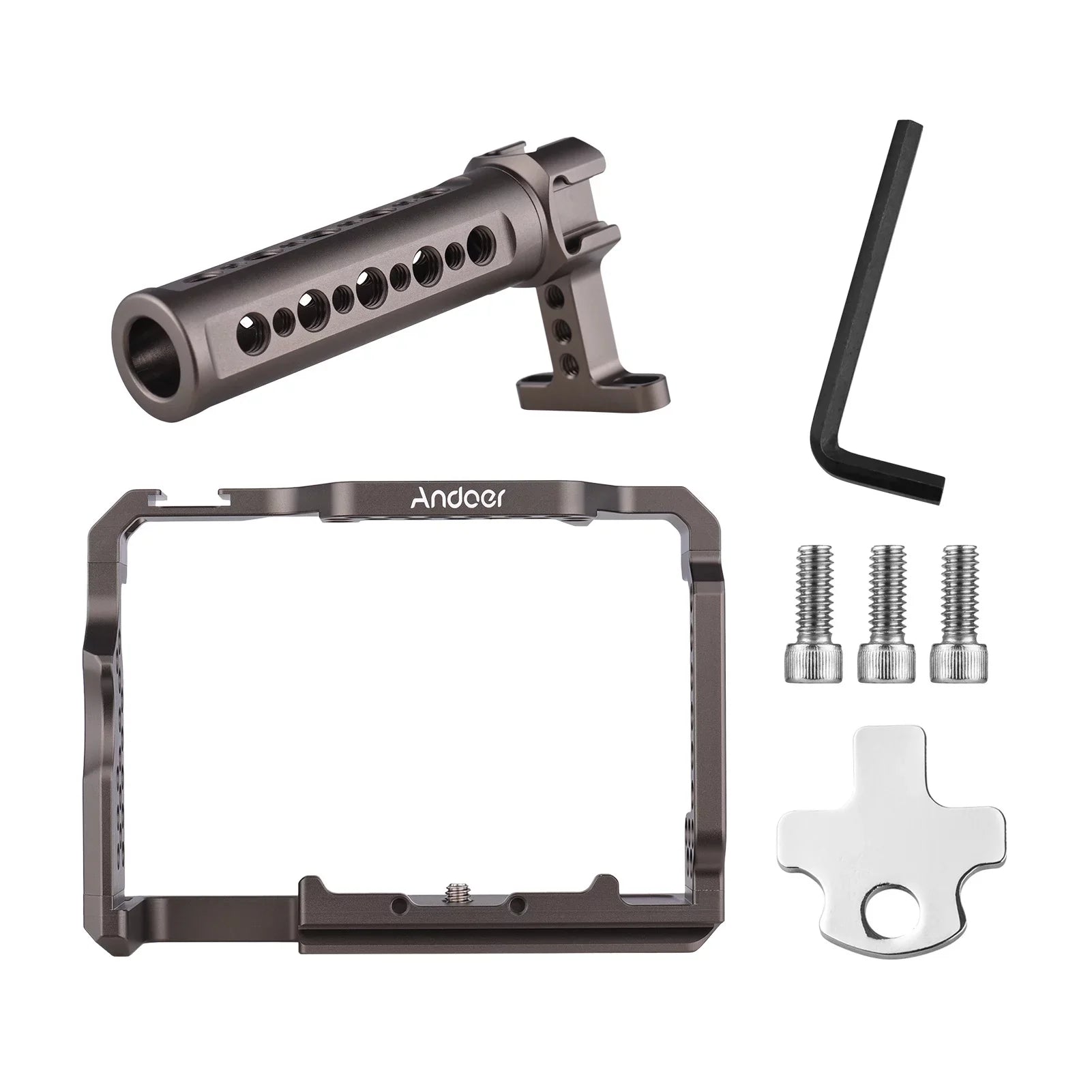 Andoer Aluminum Alloy Camera Cage Kit with Video Rig Handle Grip Replacement Sony A7R III/ A7 II/ A7III