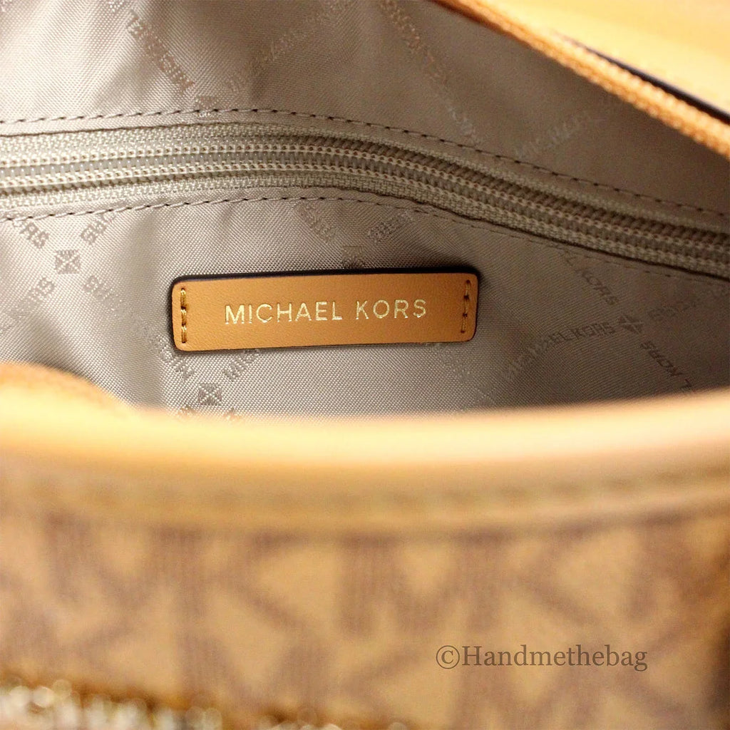 Michael Kors Jet Set Cider PVC Leather XS Carryall Top Zip Tote Bag Purse