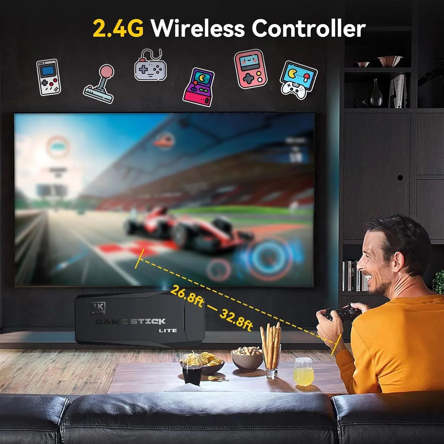 Retro Game Console Stick, 64G Nostalgia Game Stick with 20000+ Video Games, 9 Emulator Console Plug and Play TV, Retro Play with Arcade/Maze, 4K HD Output, 2.4GHz Wireless Controllers