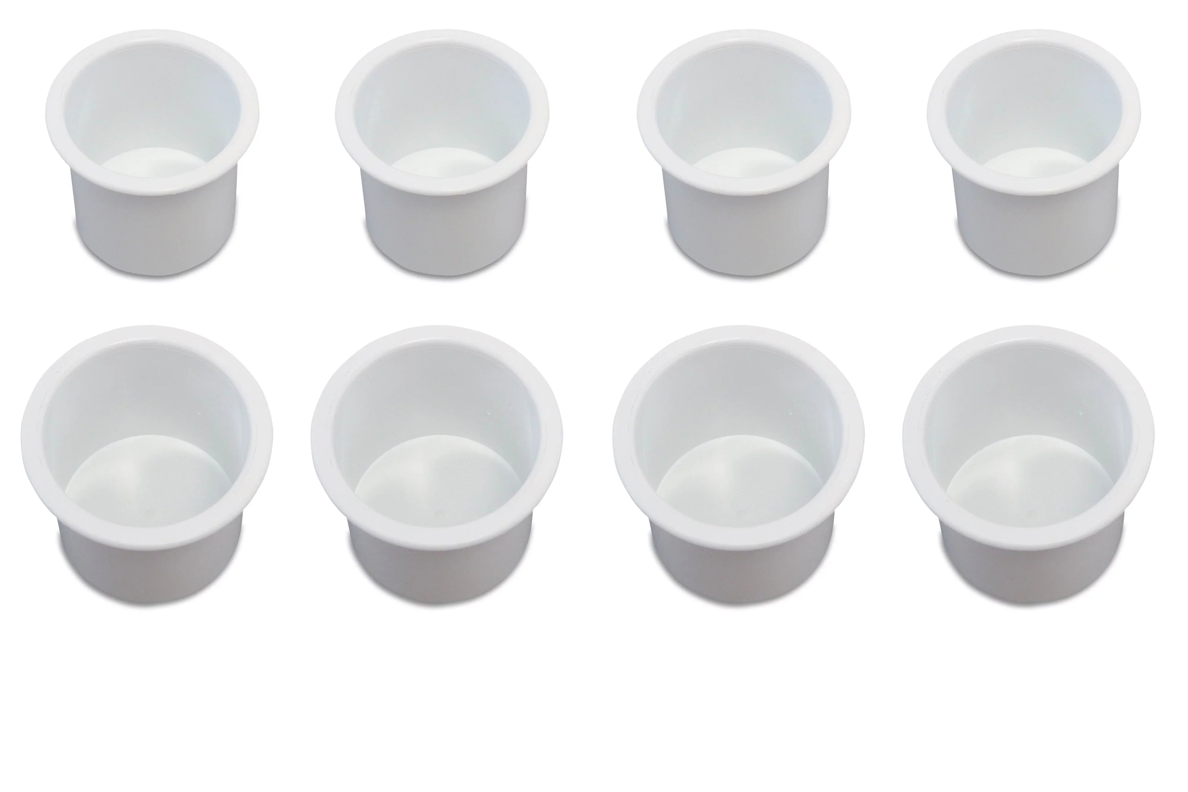 8 Cup Holder Plastic Pocket Recessed Drop In Insert Universal Ship RV Car Truck Sofa Game Table Marine Pontoon Motorhome Camper White