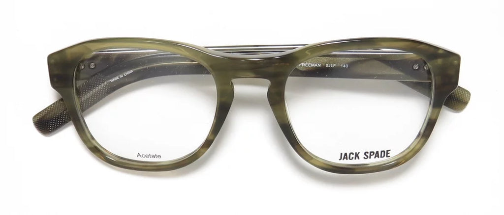 NEW JACK SPADE FREEMAN MENS/WOMENS DESIGNER FULL-RIM STRIATED OLIVE BRAND NAME COLLECTIBLE AUTHENTIC FRAME DEMO LENSES 48-20-140 EYEGLASSES/EYEGLASS FRAME