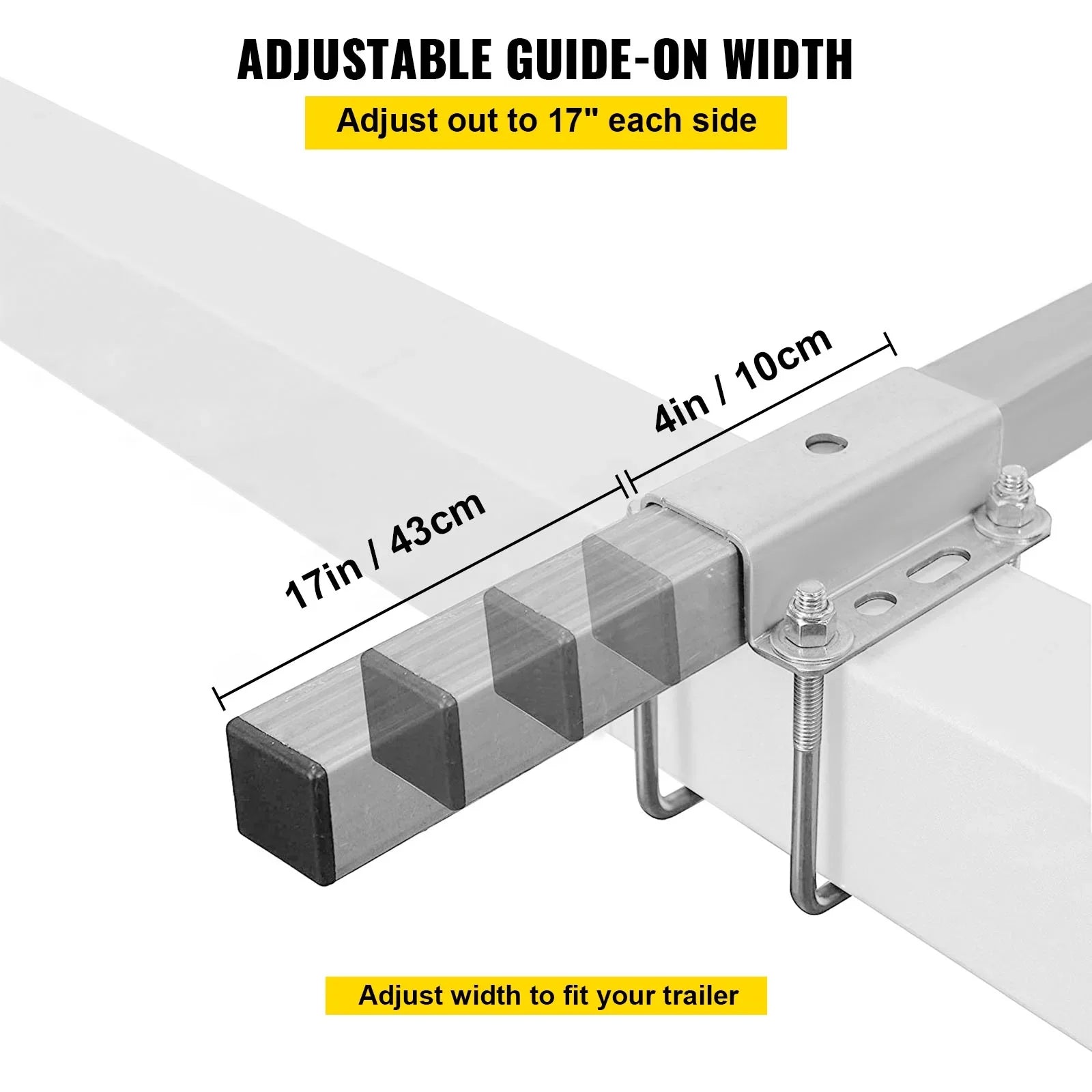 VEVORbrand Watercraft Trailer Guide-on, 40", 2pcs Galvanized Steel Trailer Post Guide on, with LED-Lighted PVC Tube Wrap Mounting Hardware Included, Ski Ship Fishing Vessel or Watercraft Trailer