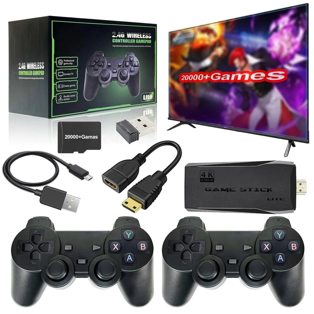 Retro Game Stick with Built-in 9 Emulators, Retro Gaming Console with 20,000+ Games, HD Output and 2.4GHz Wireless Controller TV Plug and Play - Revisit Classic Games
