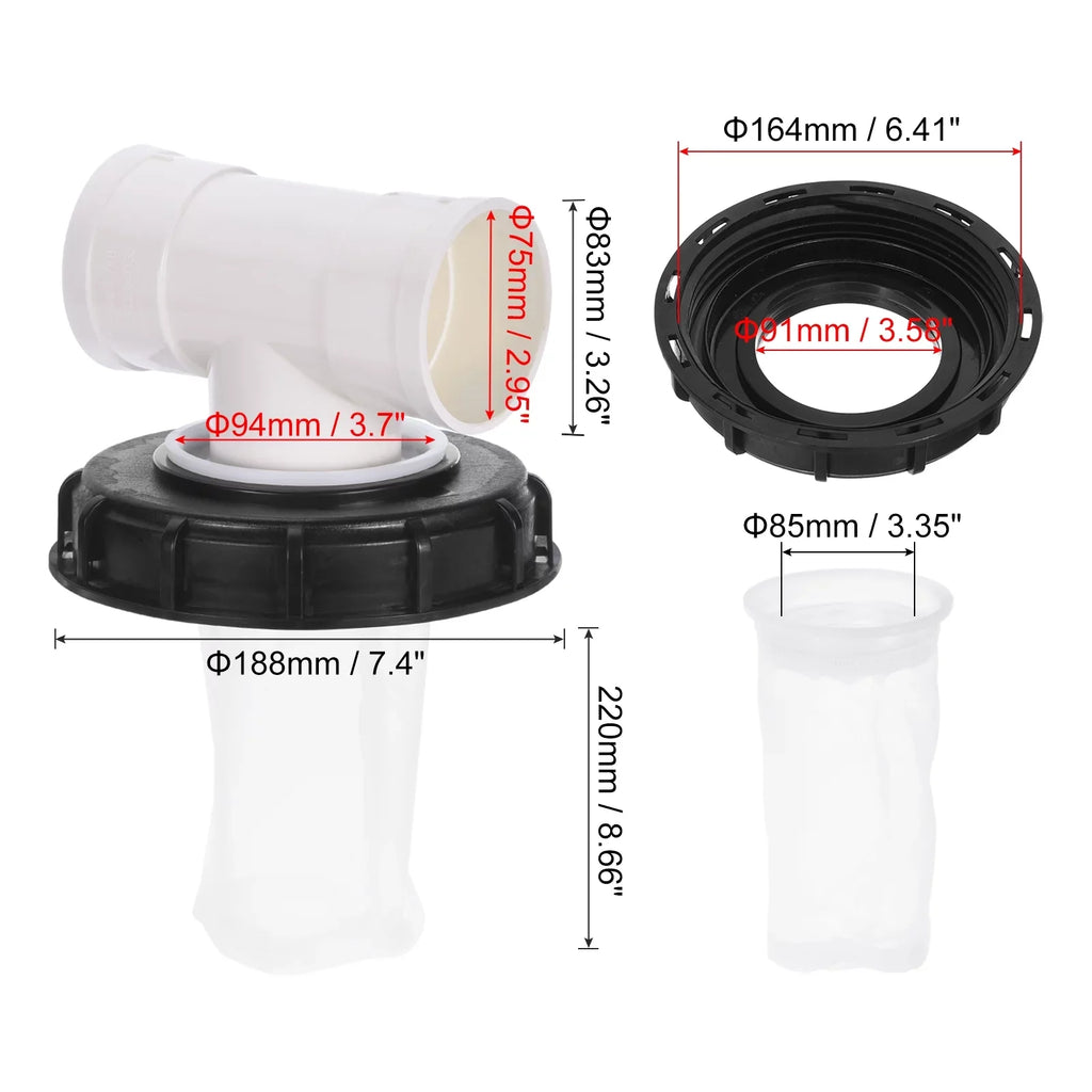 163mm IBC Lid Filter Wrap T-Shaped Rainwater Tank IBC Tote Shield with Washable Nylon Filter