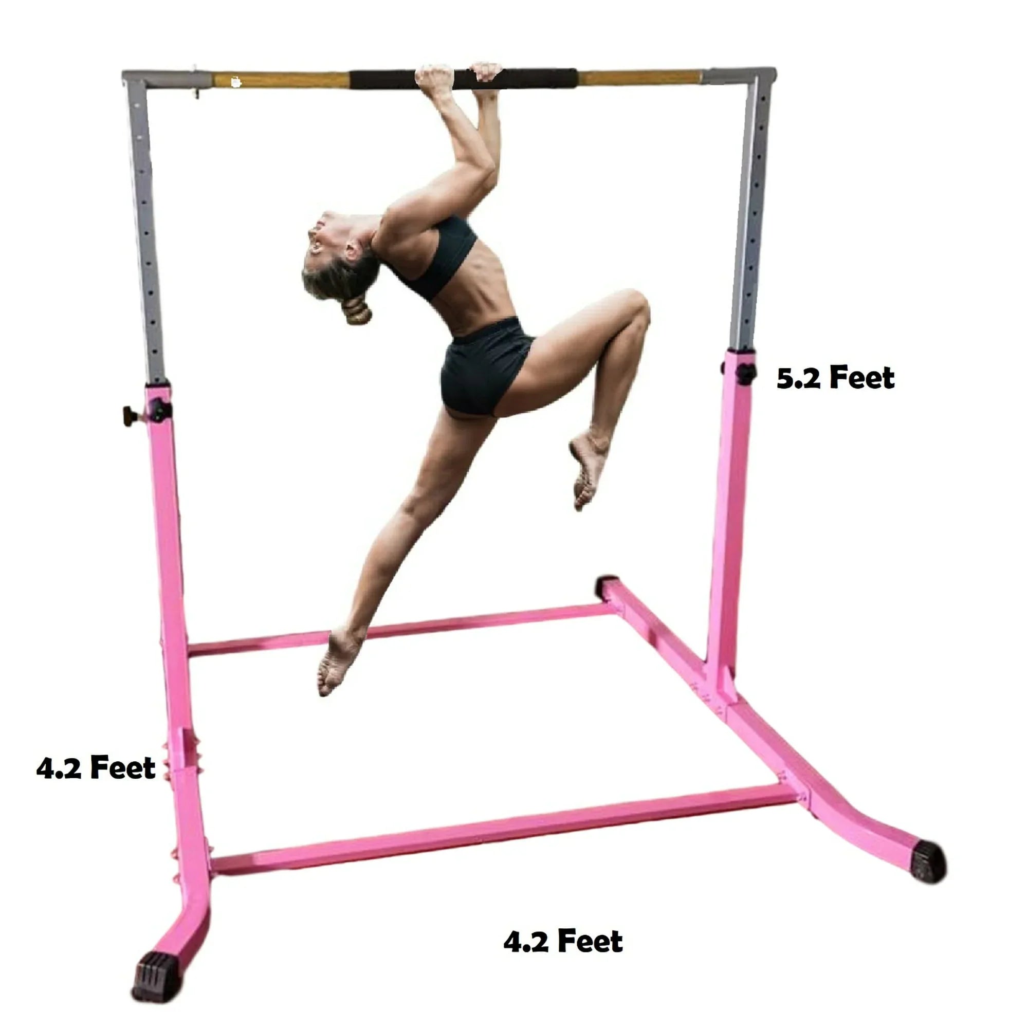 Pro-Gymnastics Pink Adjustable Junior Kip Bar - Heavy Duty, Cushioned Hand Bar, Height Up to 5 FT - Fitness Training Kids
