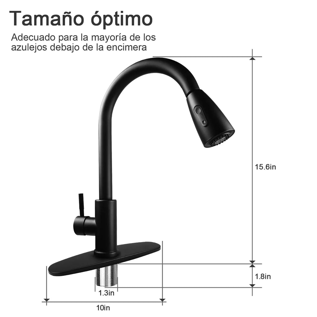 Kitchen Faucet with Pull Down Sprayer, High Arc Single Handle Kitchen Sink Faucet with Deck Plate, Commercial Modern Stainless Steel Kitchen Faucets Kitchen, RV, Bar, Silver