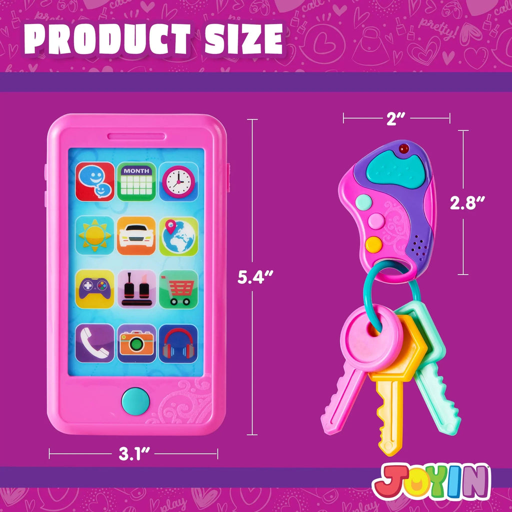 JOYIN Music Toy kids, Play-act Pretend Play Smart Phone, Keyfob Key Toy and Credit Cards Set, Kids Toddler Cellphone Toys 1 2 3 4 5 Year Old