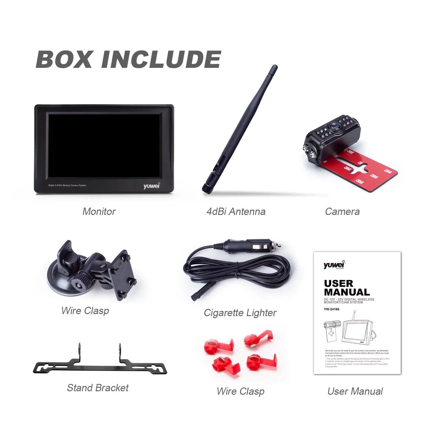 Yuwei 4.3" Digital Wireless Backup Camera and Monitor with Nightvision Rear View Camera Trucks, SUV, and Universal Cars