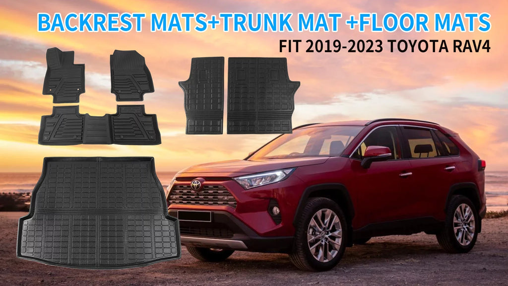 Fit 2019 2020 2021 2022 2023 Toyota Rav4 Floor Mats TPE Cargo Liner All Rear Trunk Mat Toyota Rav4 Accessories (Backrest Mats+Cargo Liner+Floor Mats)