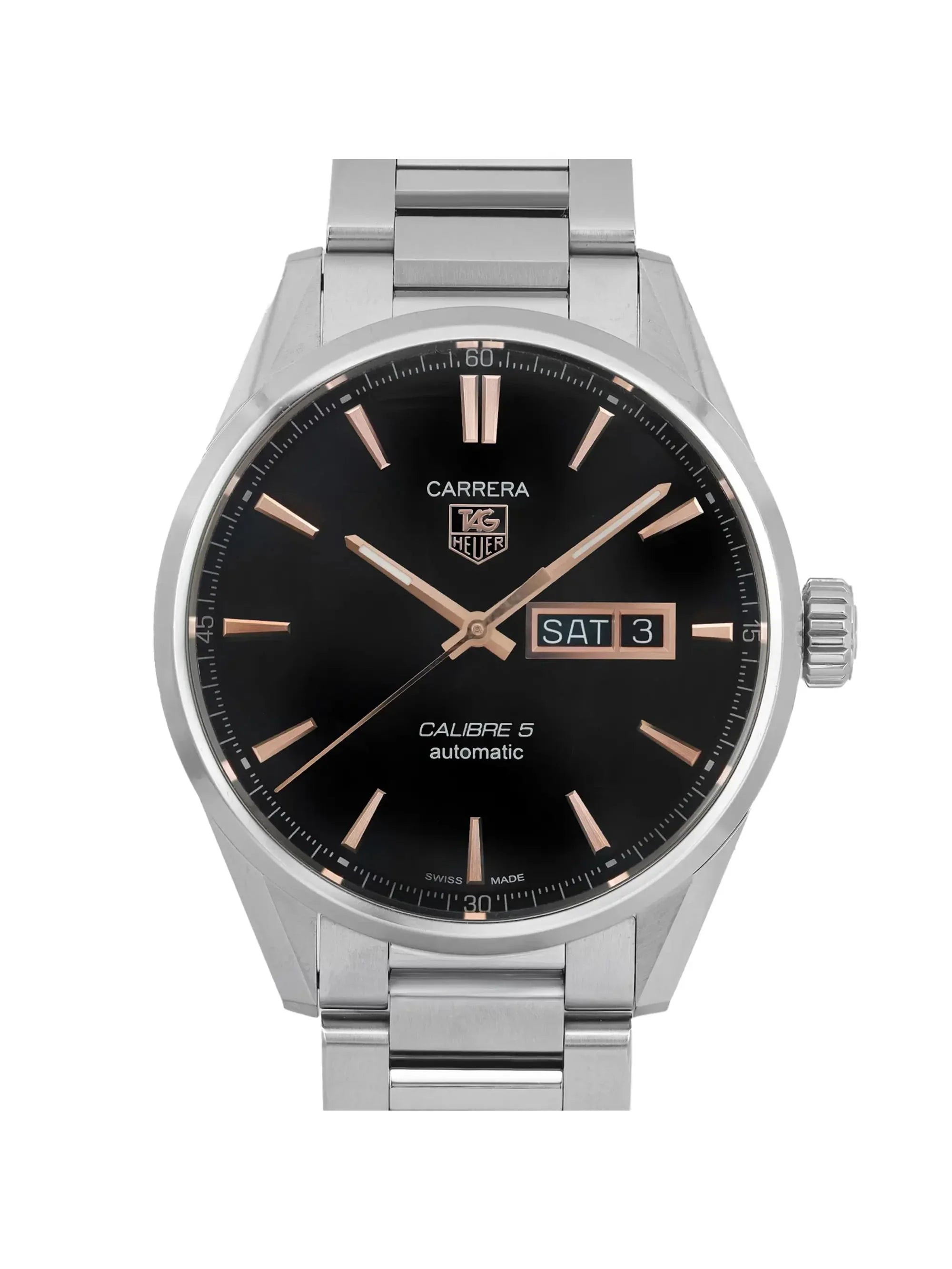 Pre-owned TAG Heuer Carrera 41mm Day-Date Steel Watch WAR201C.BA0723 (Good)