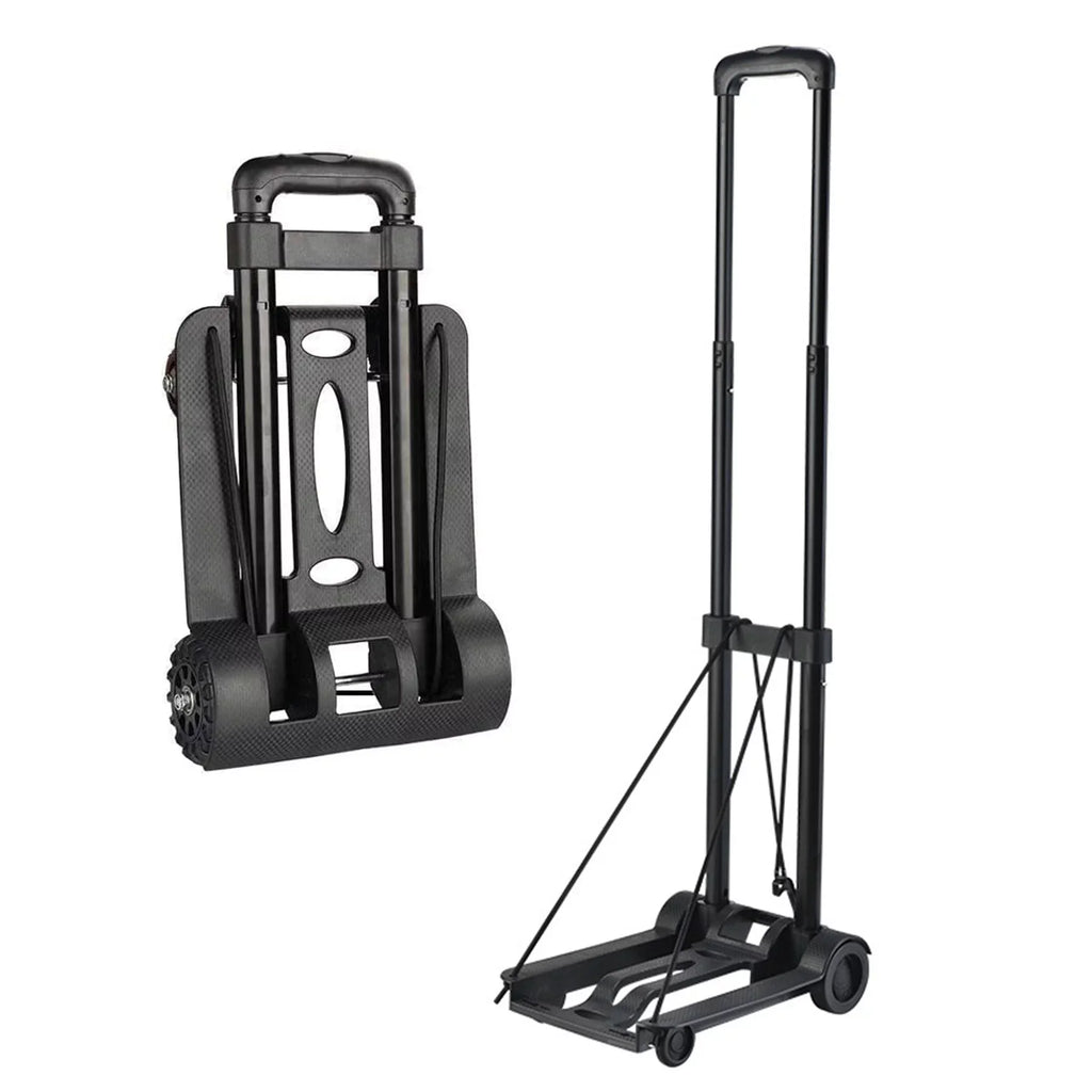 siisll Big Capacity Heavy Duty Folding Hand Truck Luggage Cart Moving Lightweight Utility Cart Luggage Folding Cart with Wheels Collapsible Platm Cart Home, Office and Travel Use. Black