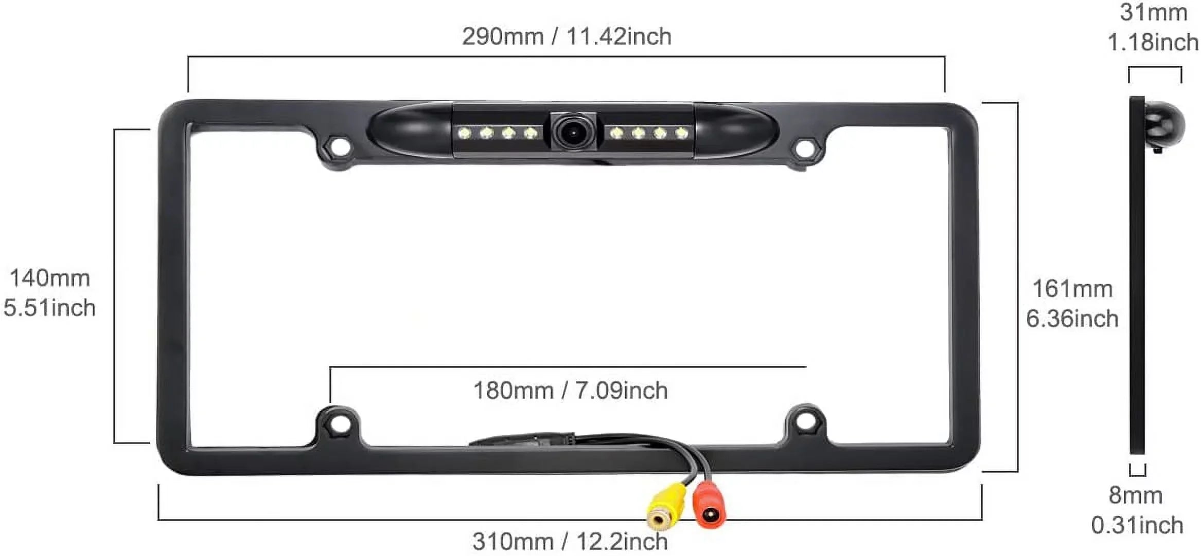 Backup Camera Rearview License Plate Frame ALPINE INE-W960 INEW960 Black