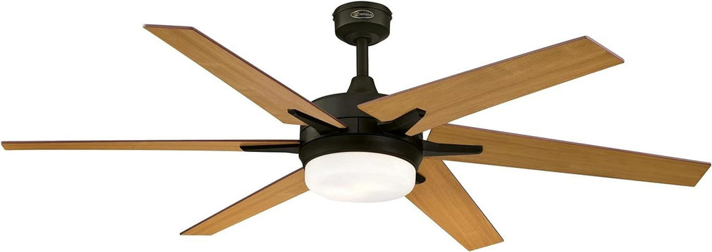 GOURE Lighting 74002B00 Transitional Cayuga, Smart WiFi Ceiling Fan with Amazon Alexa and Google Home with LED Light, Remote Control, 60 Inch, Black-Bronze Finish, Frosted Opal Glass