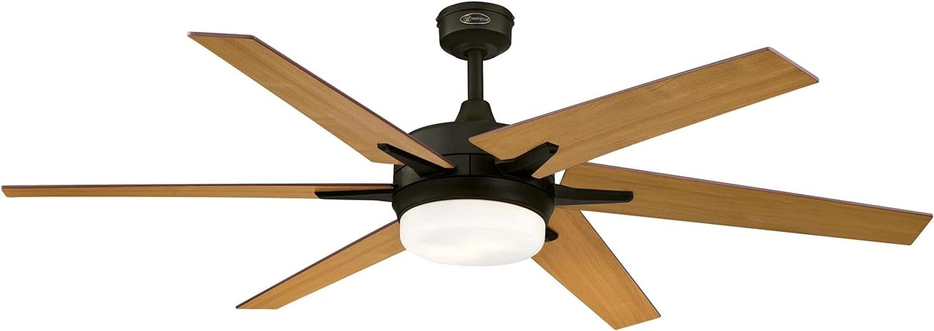 GOURE Lighting 74002B00 Transitional Cayuga, Smart WiFi Ceiling Fan with Amazon Alexa and Google Home with LED Light, Remote Control, 60 Inch, Black-Bronze Finish, Frosted Opal Glass