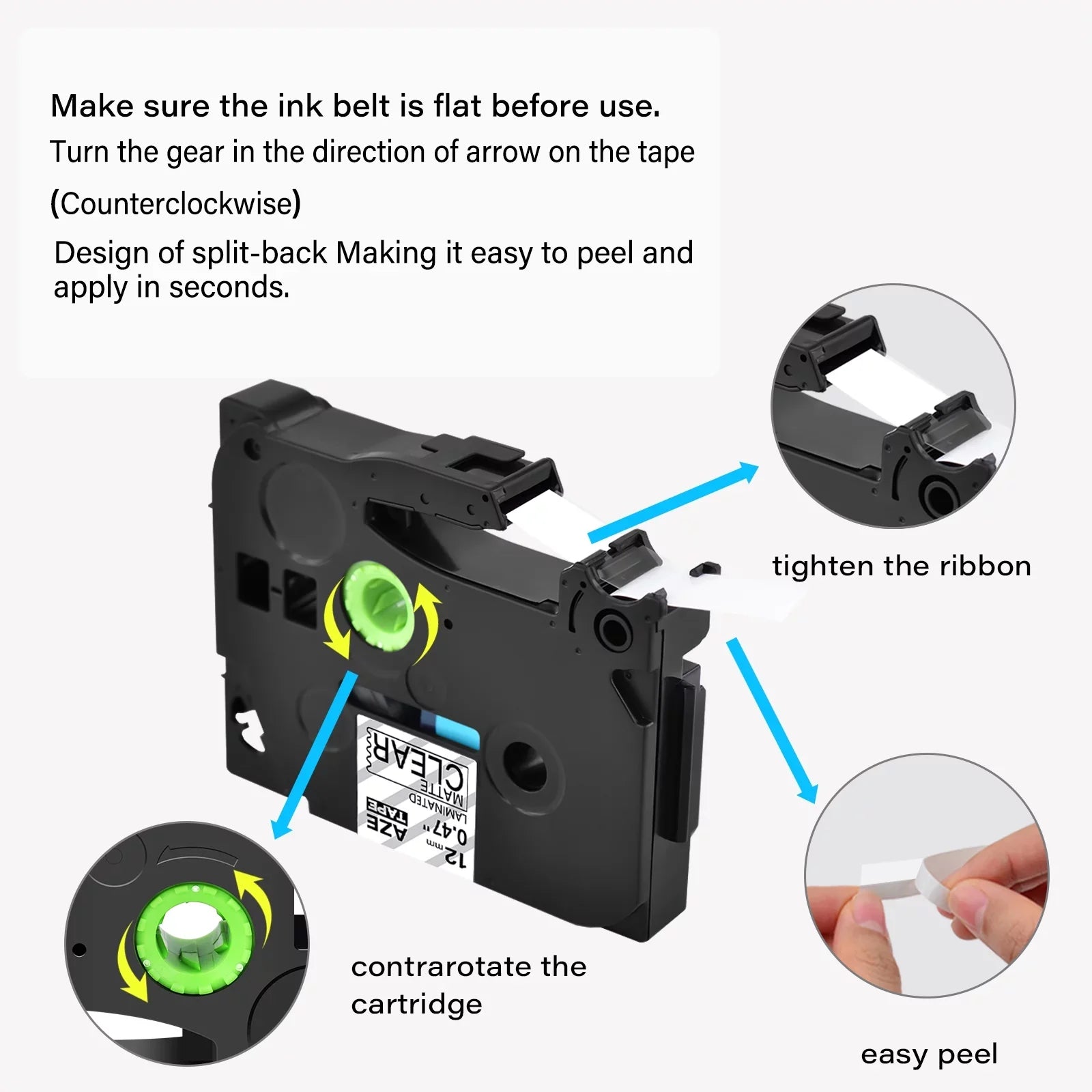 GREENCYCLE 30PK Brother P-touch Black on Matte Clear 12mm 0.47" TZe-M31 TZ-M31 TZM31 TZeM31 Laminated Label Tape