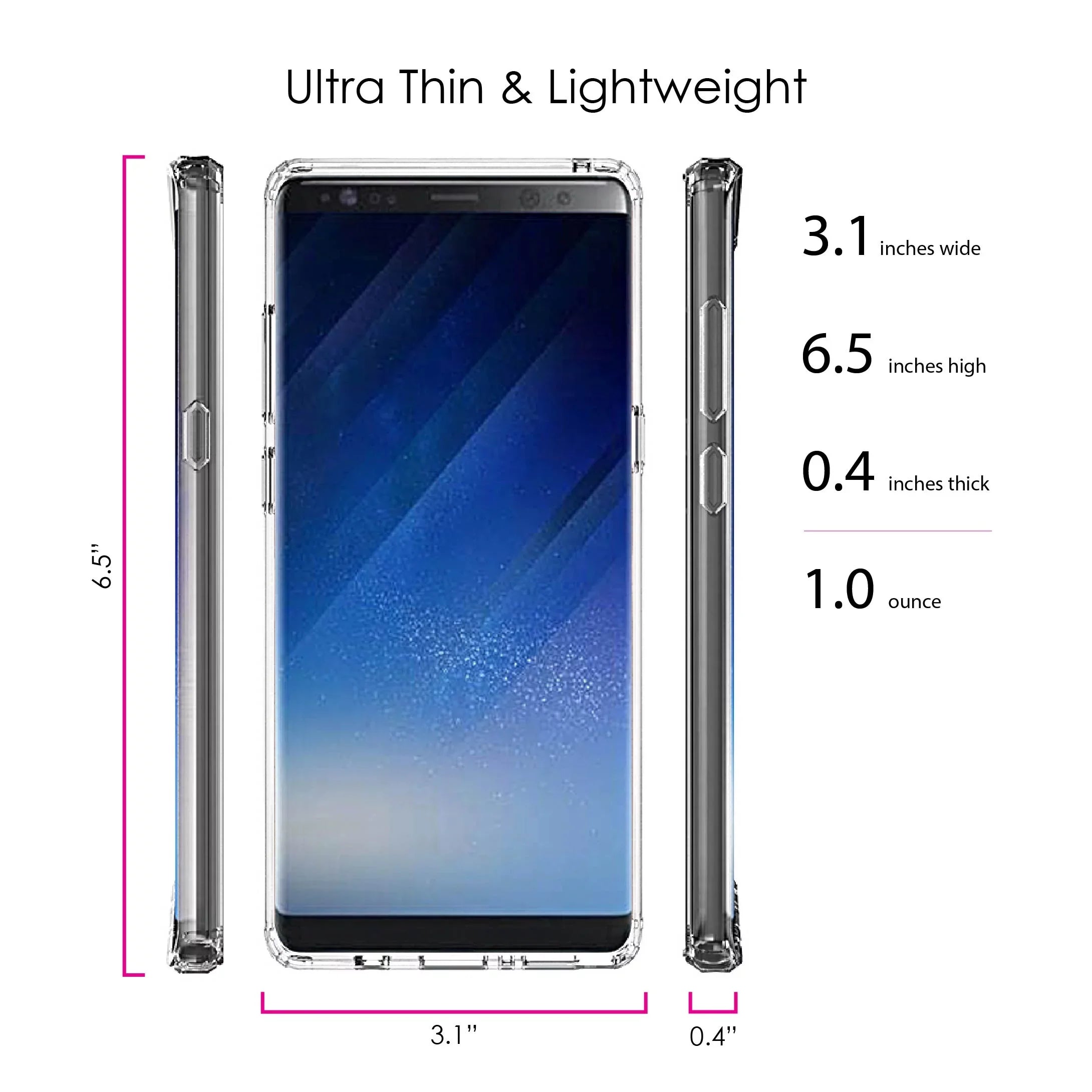 DistinctInk Clear Shockproof Hybrid Case Samsung Galaxy Note 8 - TPU Bumper, Acrylic Back, Tempered Glass Screen Protector - A Faith Can Moves Mountains