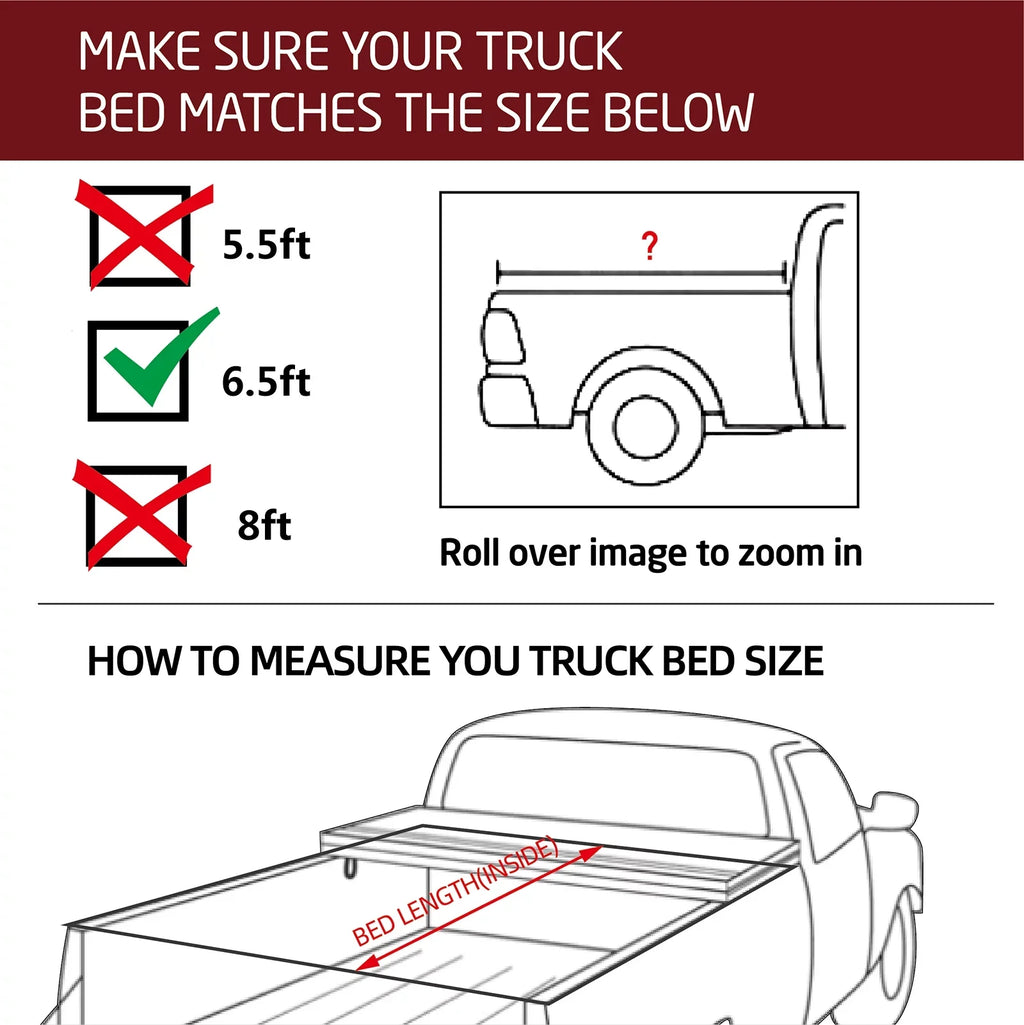 Kikito Vinyl Soft Roll-Up Tonneau Coating Truck Bed 2022-2024 Tundra 6.7FT (78.7") Bed w/o Trail Edition ( Models Without The Deck Rail System)