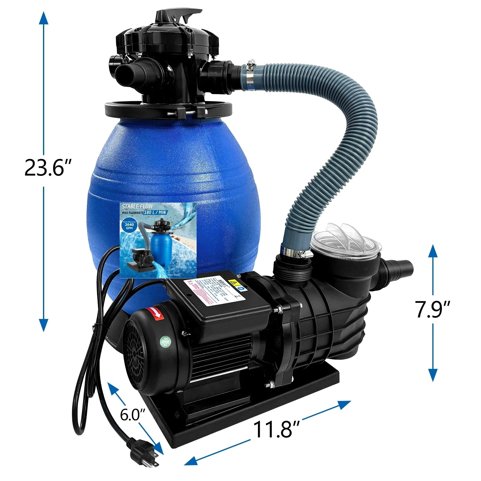 PRIJESSE 13" Pool Sand Filter 3/4HP Sand Filter Swimming Pool Pump Above Ground Pool