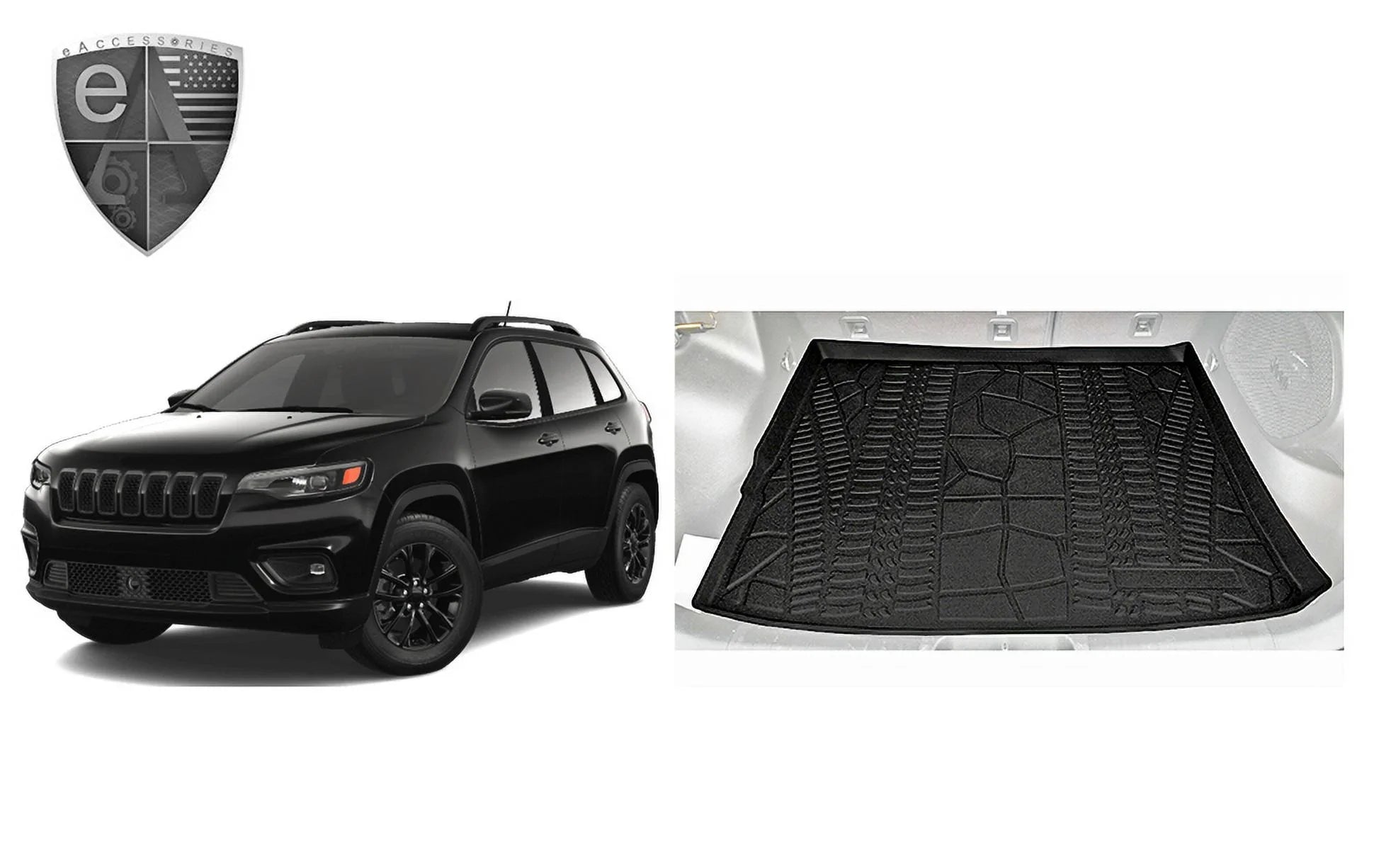 EACCESSORIES EA Cargo Liner – Trunk Mat Jeep Cherokee 2014-2023 – - Trunk Mats Cars with Raised Lip – Non-Slip Car Trunk Mat Rubber – Easy to Install – Laser Pre-Cut Design