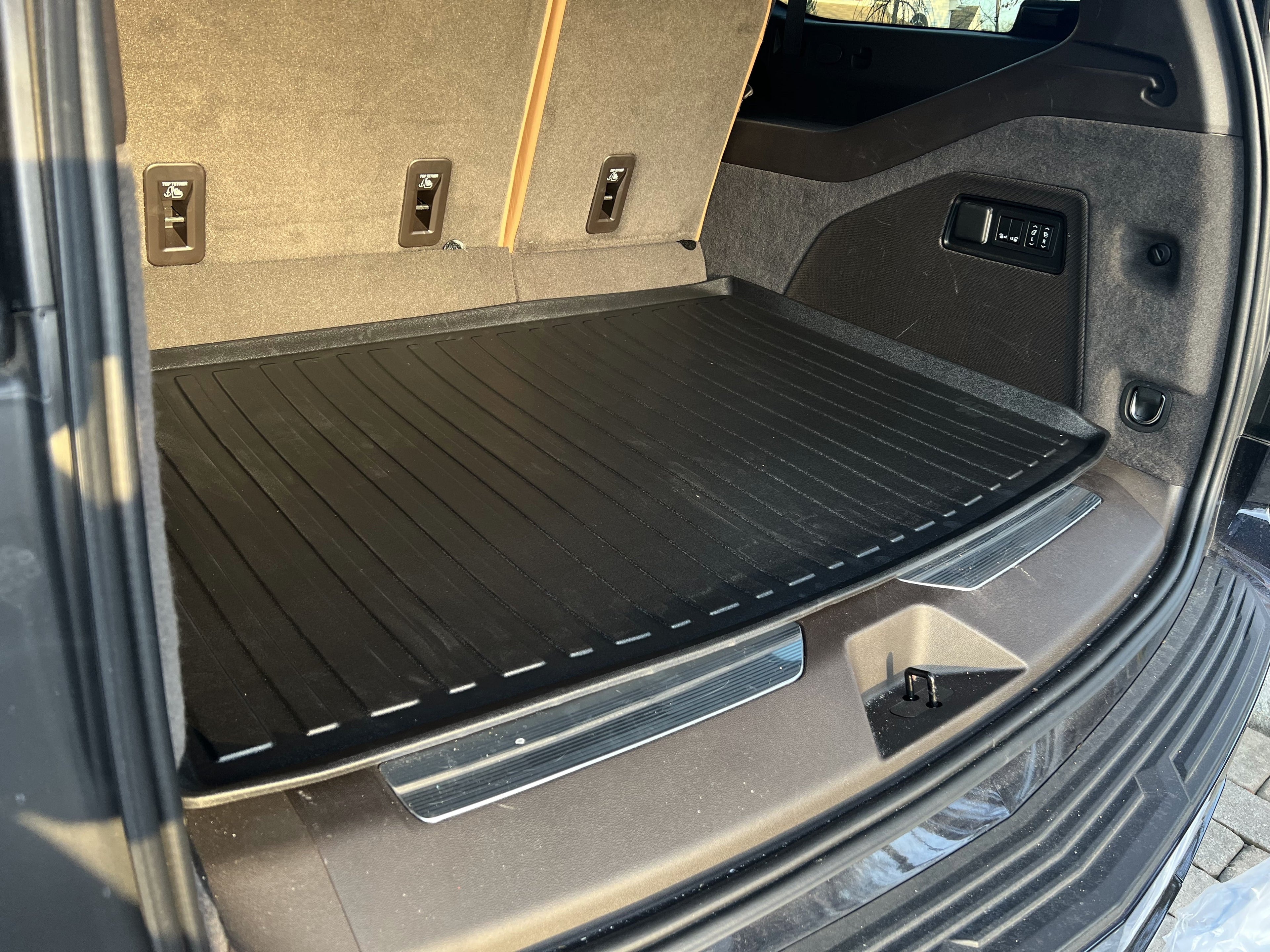 Premium Cargo Liner GMC Yukon XL Denali 2021-2023 - 100% Protection - Custom Fit Car Trunk Mat - All-Season Black Cargo Mat - 3D Shaped Laser Measured Trunk Liners Gmc Yukon XL