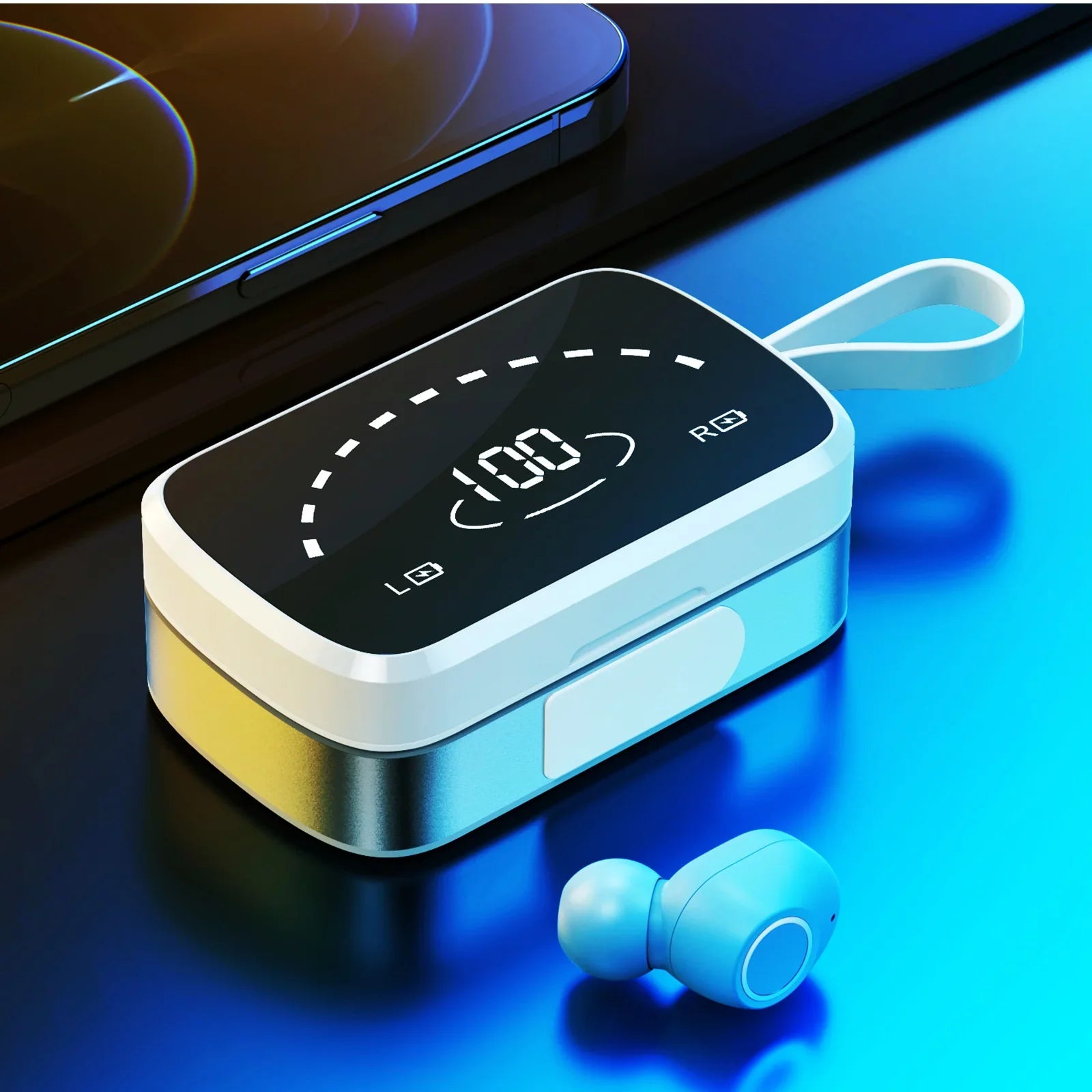 K2 Wireless Earbuds Bluetooth Sport Headphones Premium Fidelity Sound Caliber Charging Case Digital LED Intelligence Display Earphones Built-in Mic Headset Realme 7 Pro