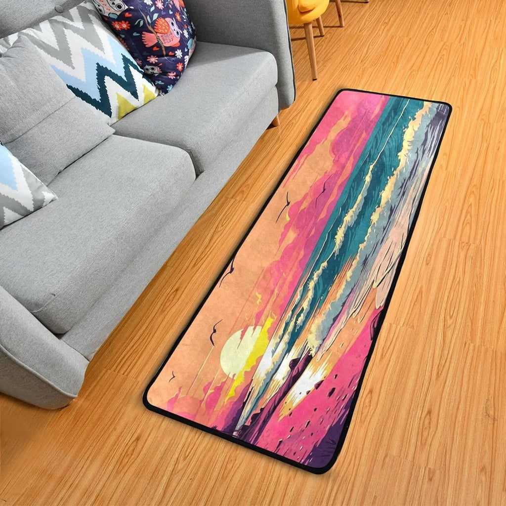 Coolnut Ocean Waves Non-Slip Runner Rug Area Rug Washable Rectangle Rug Bedroom Living Room Bathroom Hallways 72x24 Inches#10 Home Decor