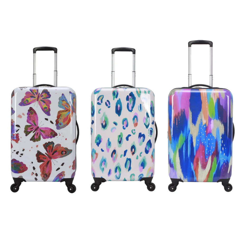 EttaVee Wild Child Leopard 21" Hardside Luggage, Cream Leopard Print