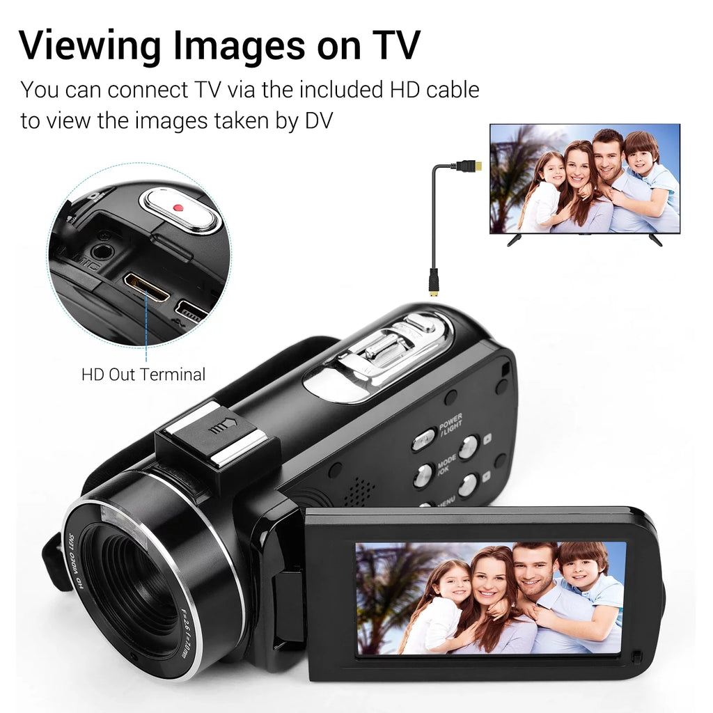 Andoer-2 Video Camera,Video Camera 4K Handheld DV 3.0 Inch IPS Camera 3.0 Inch IPS Monitor Burst DV Professional Video Function Inch IPS Monitor AINN ERYUE