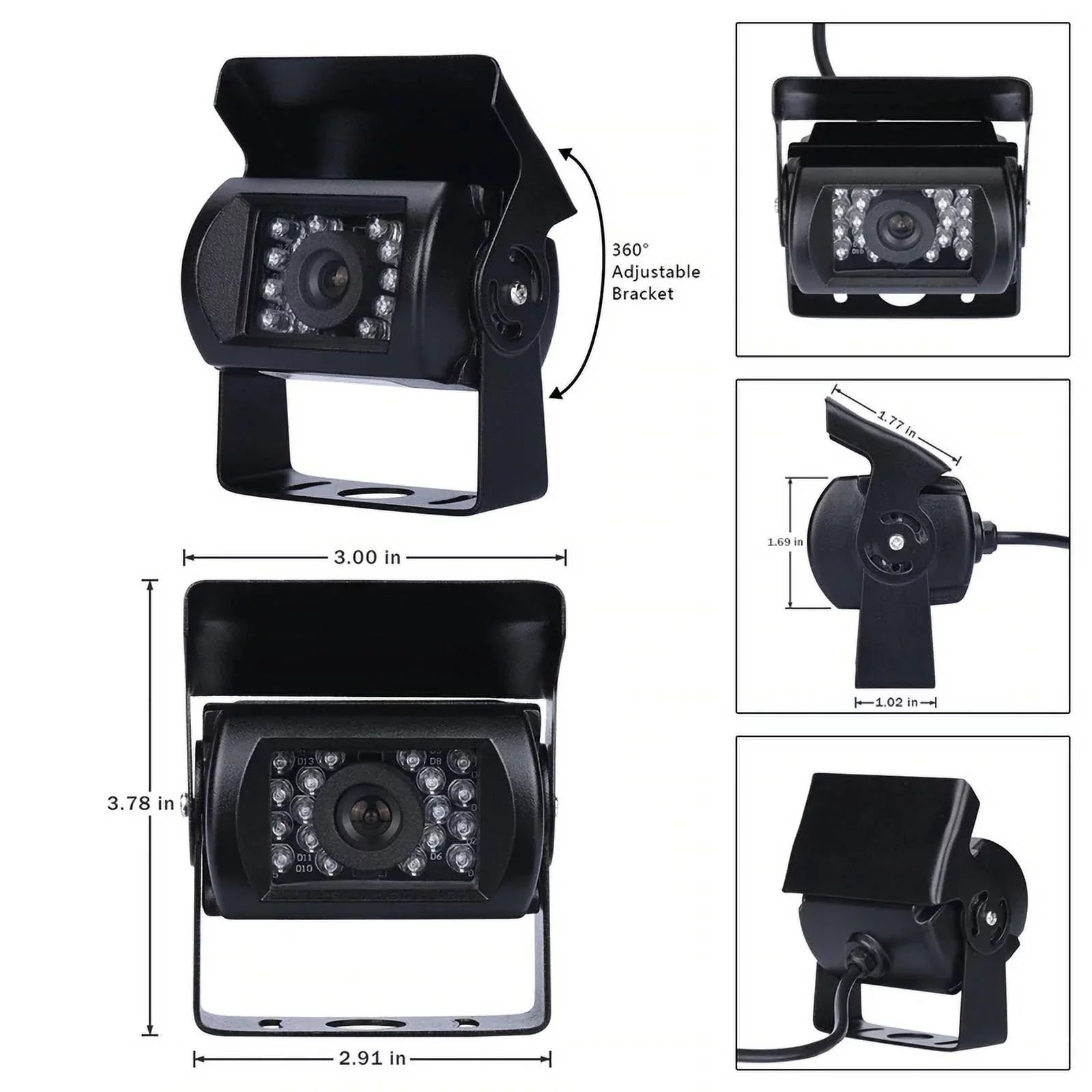 12V/24V parking system 7inch TFT LCD Car Monitor IR with 18 LED camera Bus RV Car Van Truck reverse Night Vision+32 feet cable