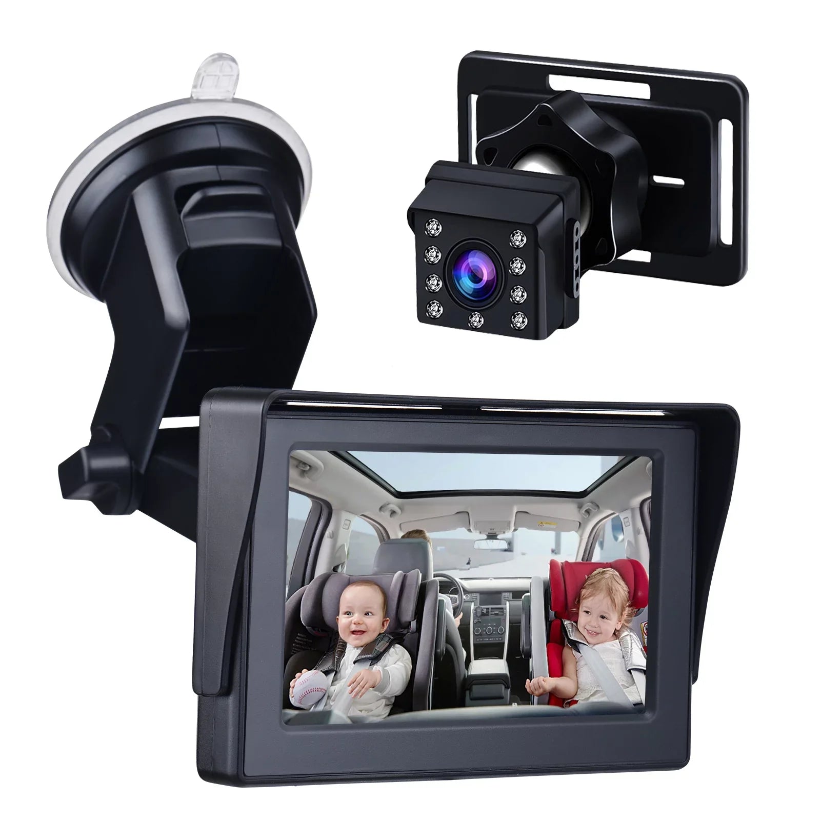 Andoer Crystal Clear View Baby Car Mirror Camera, 1080P Night Vision, Adjustable Angle, Long Cable