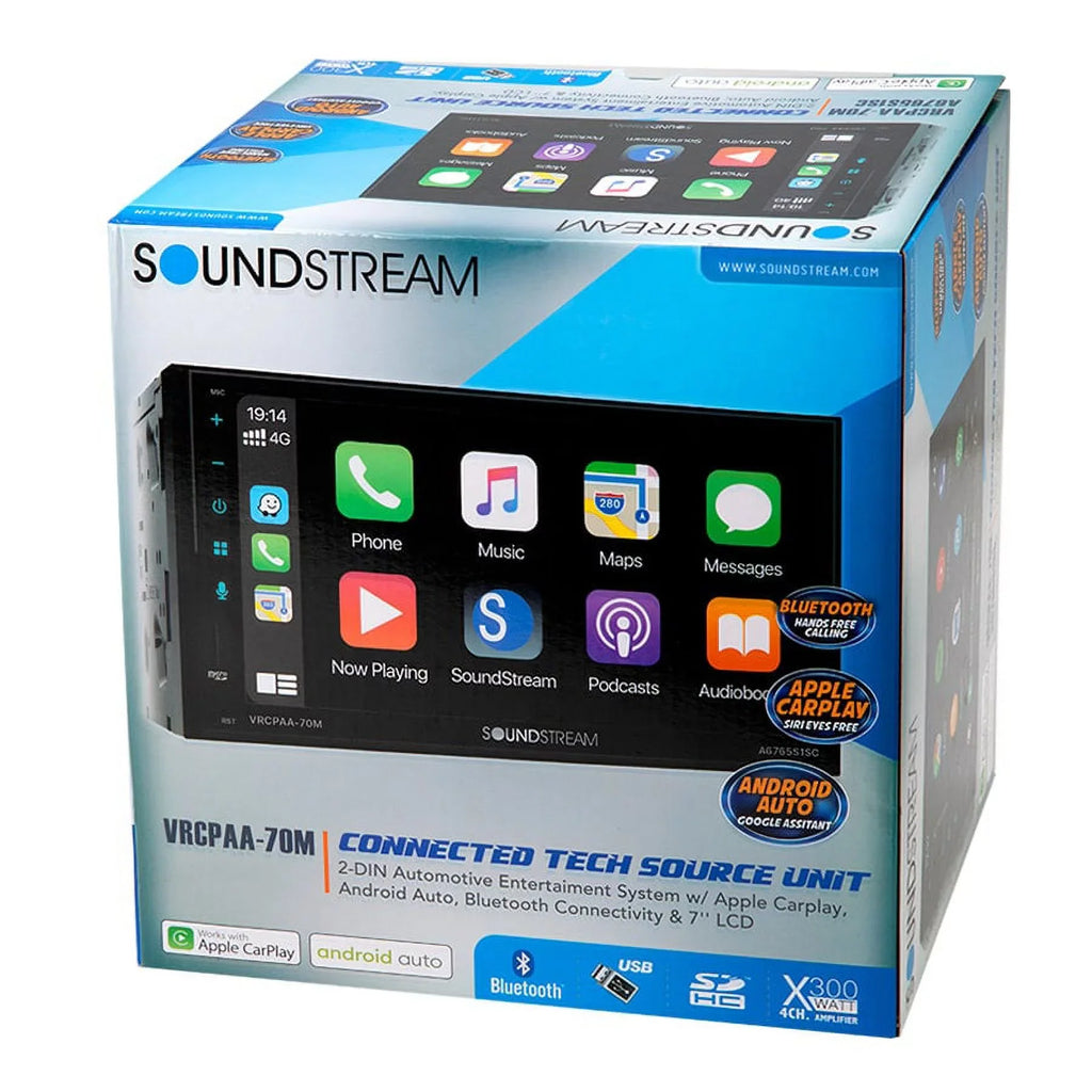 Soundstream VRCPAA-70M 7" Double DIN Bluetooth Apple CarPlay & Android +Camera Silver