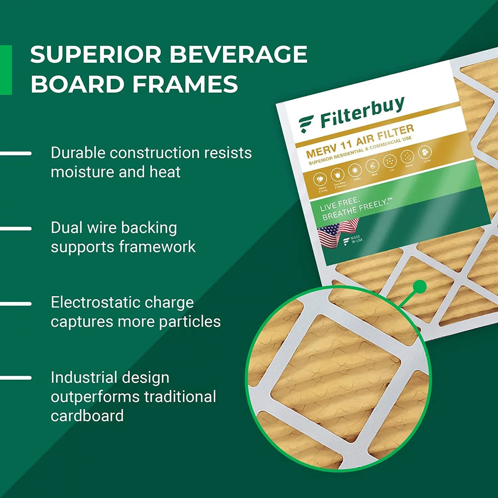 Filterbuy 10x14x2 MERV 11 Pleated HVAC AC Furnace Air Filters (5-Pack)