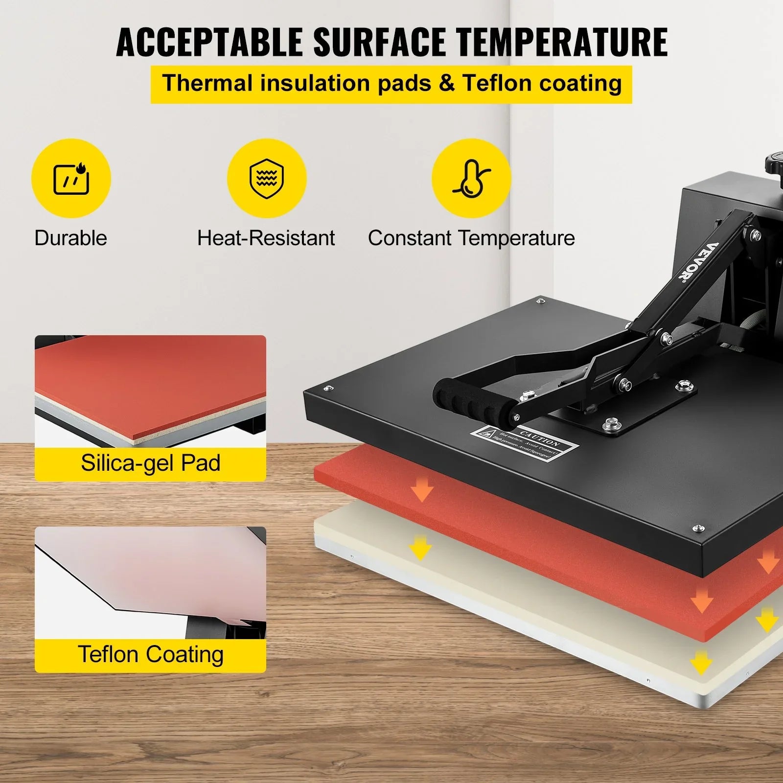 VEVOR 16x24 Heat Press Machine 1700W Power, Industrial Sublimation Printer TShirt and Heat Transfer Vinyl, Easy to Use Digital Heat Press Black