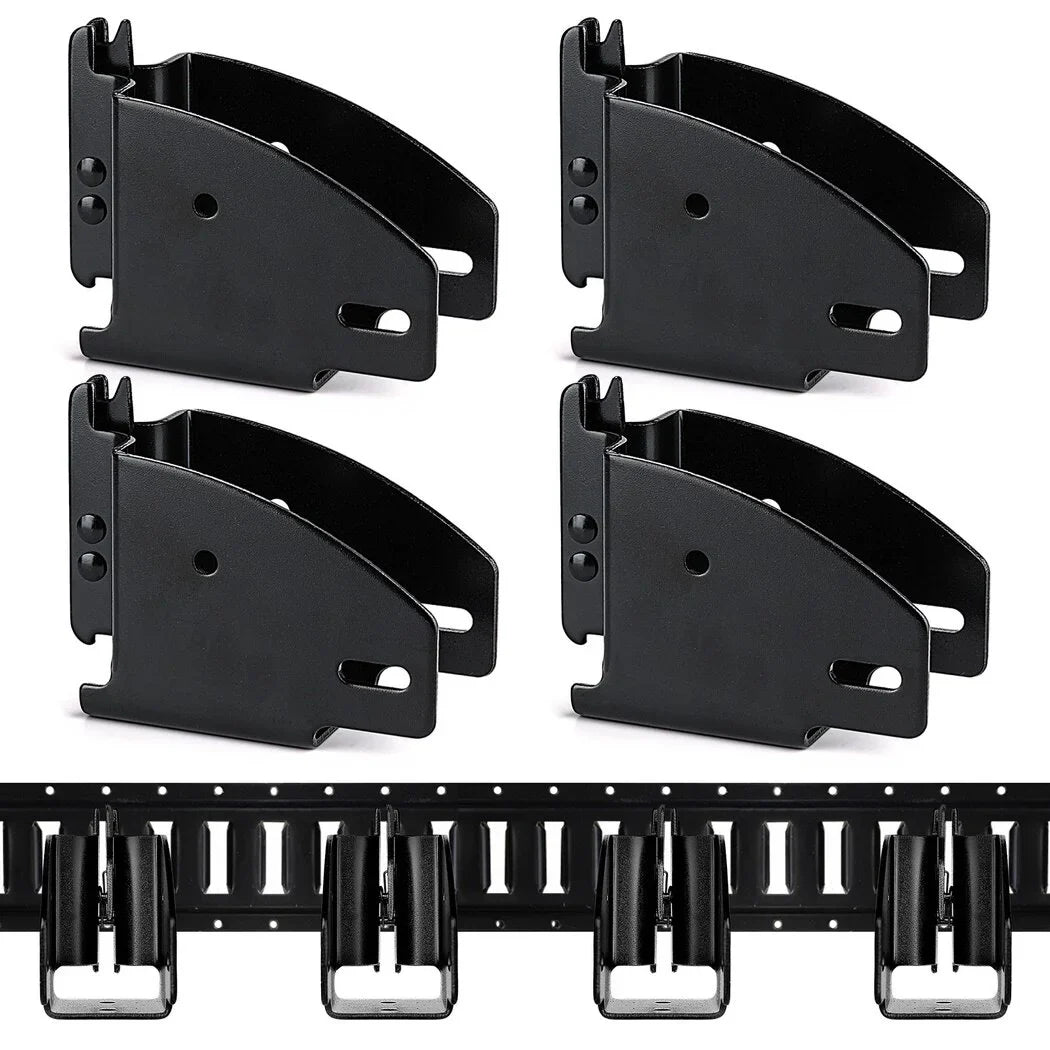 E Track Wood Beam Brackets, 4PCS E Track Wood Beam Socket Fittings, Cargo Tie Down Accessories, Cargo Storage Lumber Brackets Trucks, Trailers, RVs, Vans