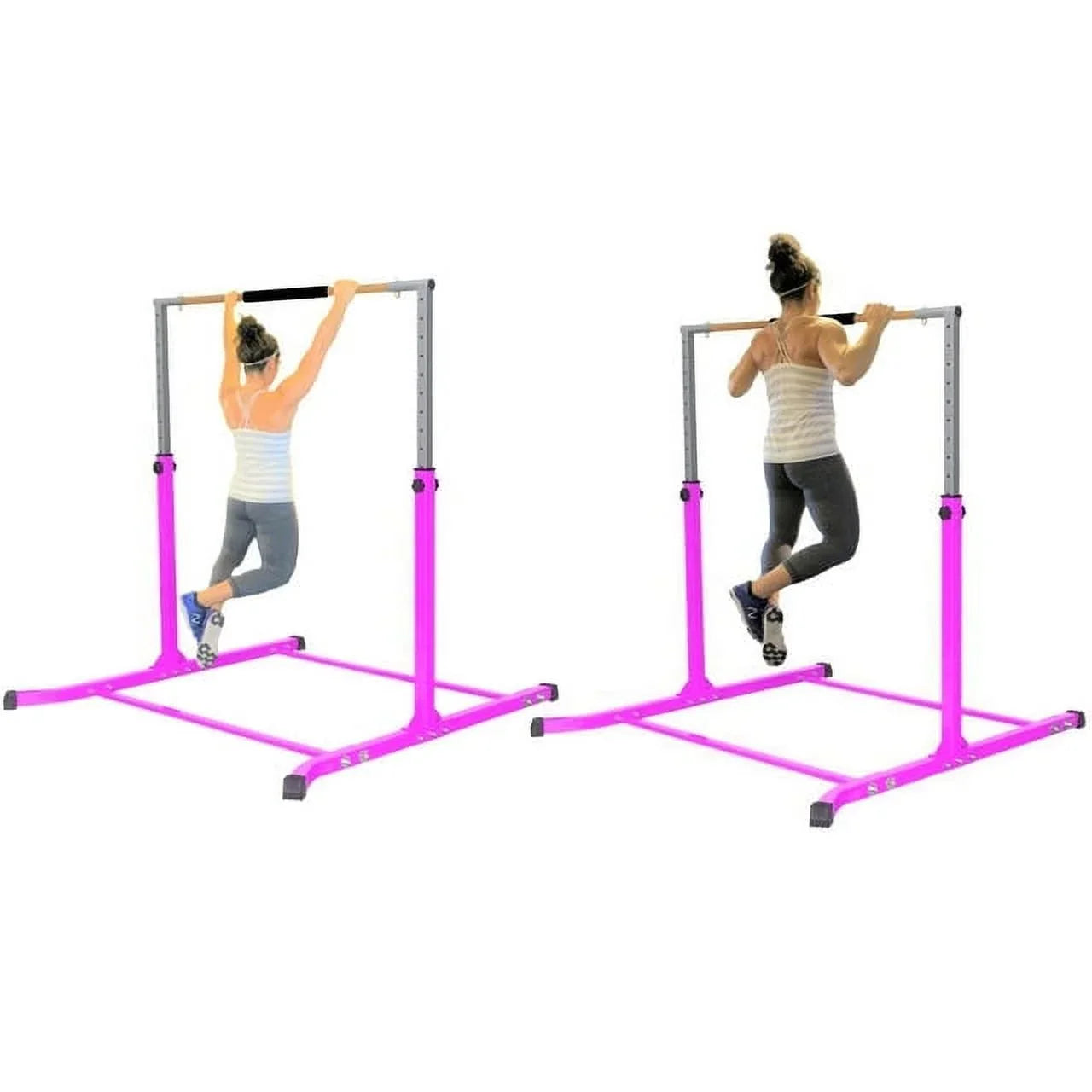 Pro-Gymnastics Pink Adjustable Junior Kip Bar - Heavy Duty, Cushioned Hand Bar, Height Up to 5 FT - Fitness Training Kids