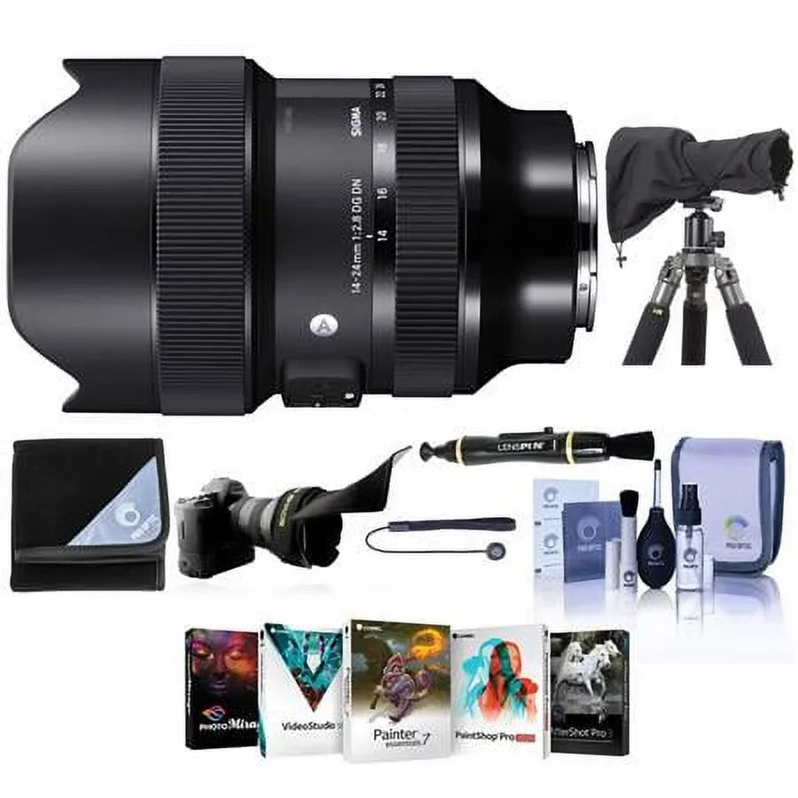 14-24mm f/2.8 DG DN ART Lens Sony E, Bundle with PC Software Kit, RainCoat Rain Sleeve, Cleaning Kit, Flex Lens Shade, Lens Cap Tether, Lens Wrap, Lens Cleaner