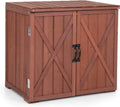 30" Outdoor Storage Box, Wooden Storage Deck Box W/Spacious Inner Space & Countertop, Tool Storage Cabinet Backyard Garden Porch, Easy Assembly, 30" x 22" x 28.5" (Brown)