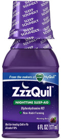 Vicks Zzzquil Nighttime Sleep-Aid Liquid, Warming Berry Flavor, 6Oz, 6-Pack