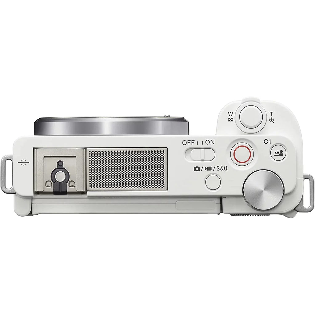 Sony ZV-E10 Mirrorless Alpha APS-C Interchangeable Lens Vlog Camera (Body, White) ILCZV-E10/W Bundle with Deco Gear Photography Case + Extra Battery + Photo Video Software & Accessories Kit