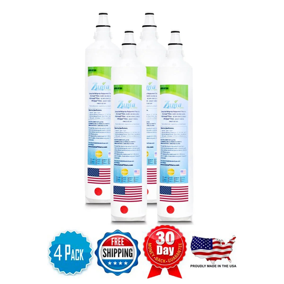 ZUMA Brand , Water Filters , Model # ZWFZ1-RF750 , with Subzero® BI36RSTH - 4 Pack - Made in U.S.A.