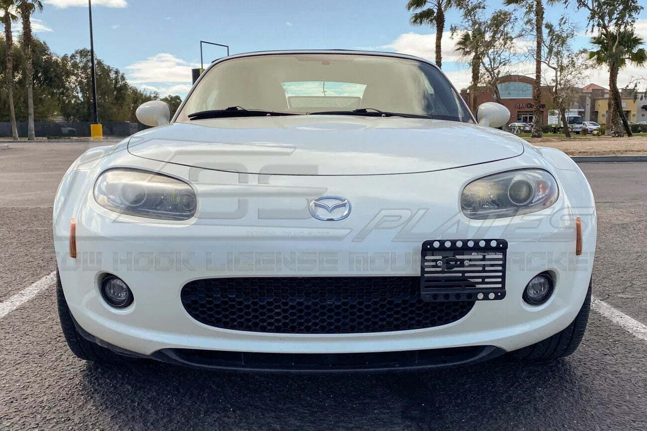 Extreme Online Store Replacement 2006-2008 Mazda Miata NC | EOS Plate Version 1 Mid Sized Front Bumper Tow Hook License Relocator Mount Bracket Tow-226