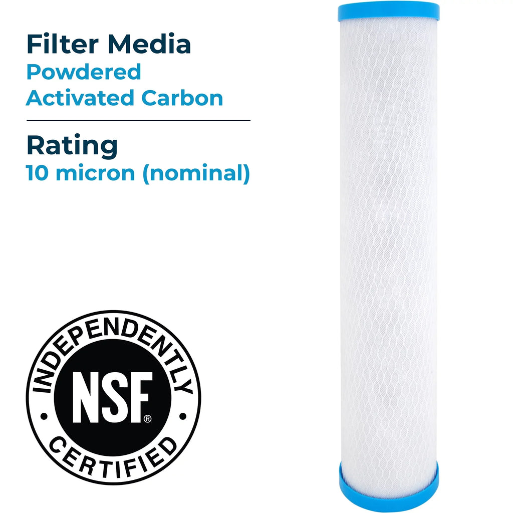 SpiroPure 20 x 4.5" PAC NSF Carbon Block Water Filter, 10 Micron (4 Pack)